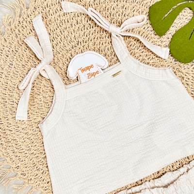 Conj. Blusa Alcinha e Short Saia - Off White